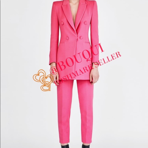 BLOGGER FAV ZARA DOUBLE BREASTED FROCK PINK BLAZER - Picture 11 of 15